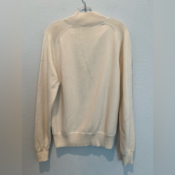 Faconnable Men’s Quarter Zip Sweater Cream Neutral Color Cotton Size M Pullover - Picture 8 of 10